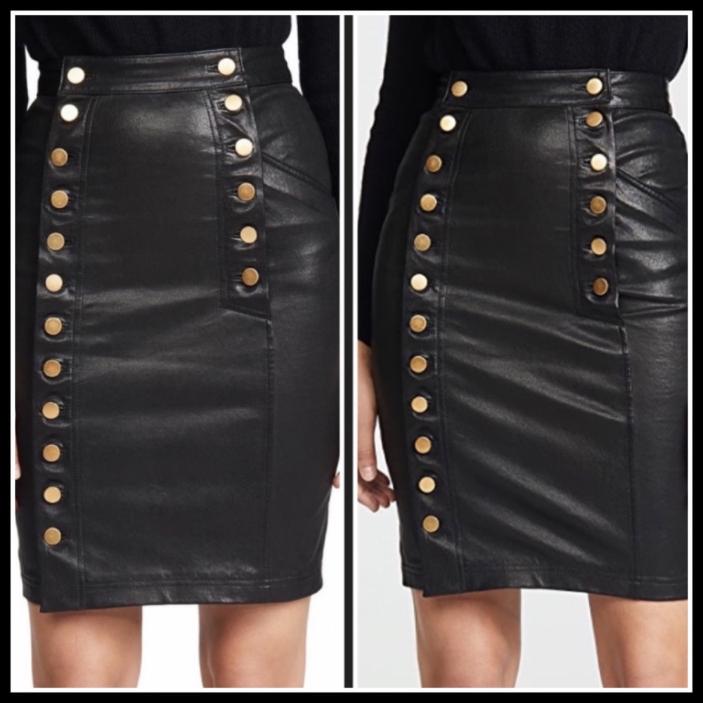 MW Lamb-Leather Ella MIDI Pencil Skirt (0-Xs) RARE - Picture 2 of 10
